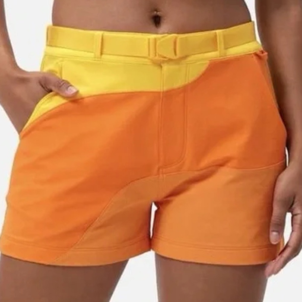 Outdoor Voices High Waist Orange and Yellow Shorts
